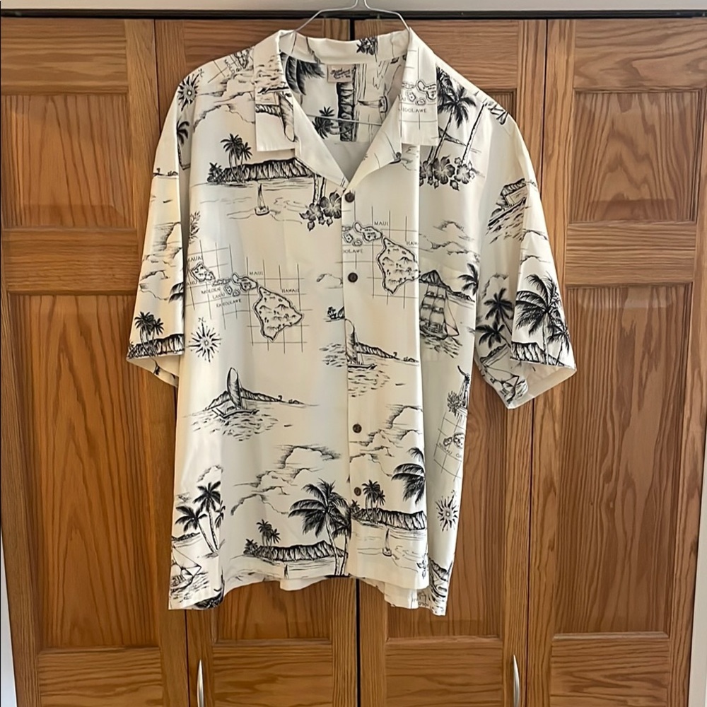 Cream and Black Casual Summer Button Down Shirt